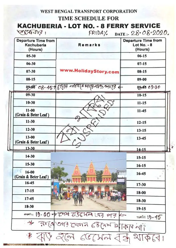 Gangasagar vessel timetable