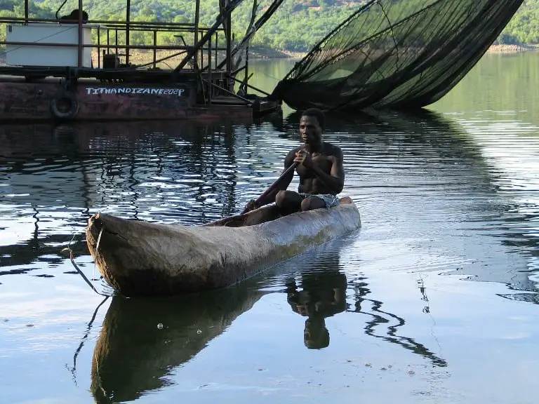 Mozambique Africa Fisherman Log Boat