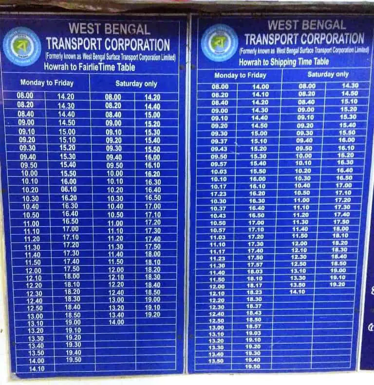 kolkata ferry service timetable